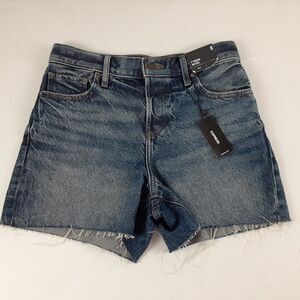 Express Mid Rise Rigid Womens Cut Off Jean Shorts 4" Inseam Size 0 Raw Hem New
